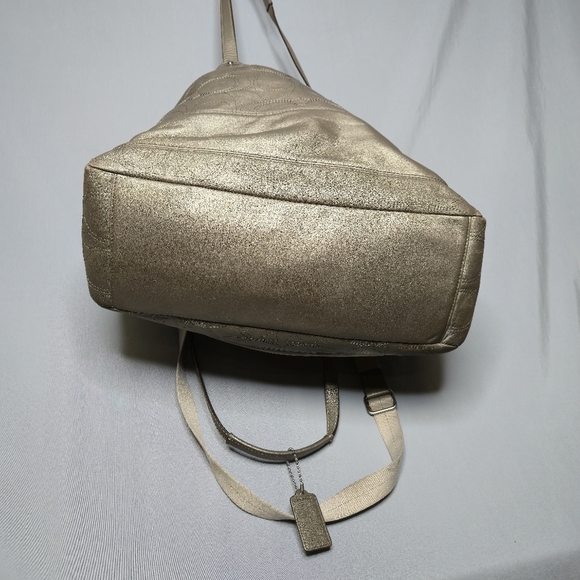 Coach Metallic Taupe Leather Tote/Diaper Bag - Picture 13 of 16